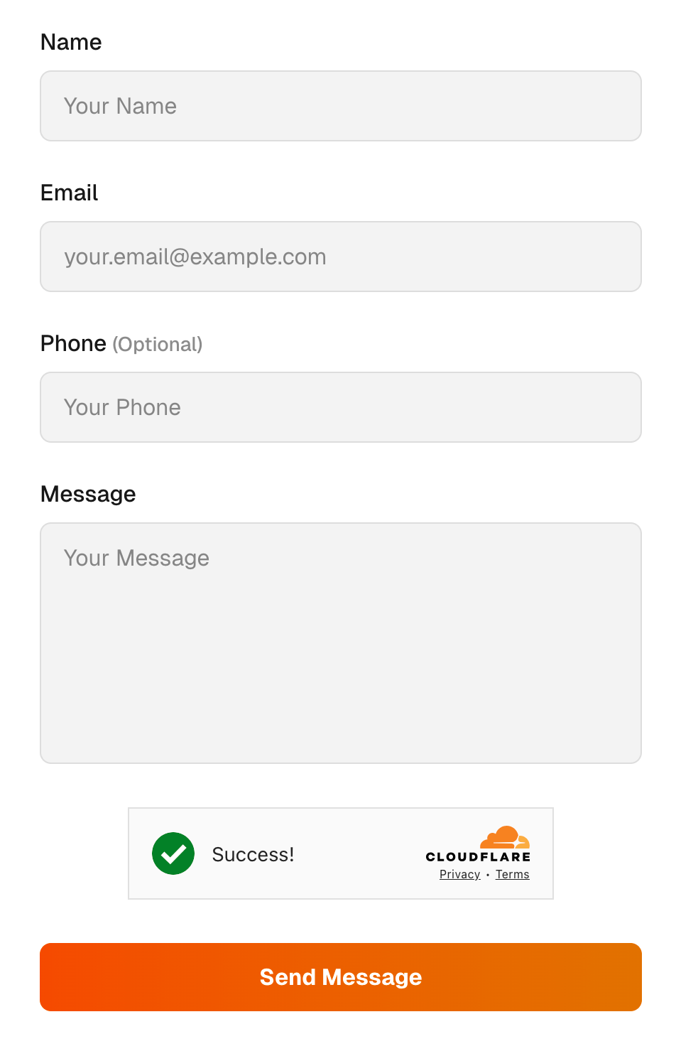 Formulario de contacto con widget de Turnstile